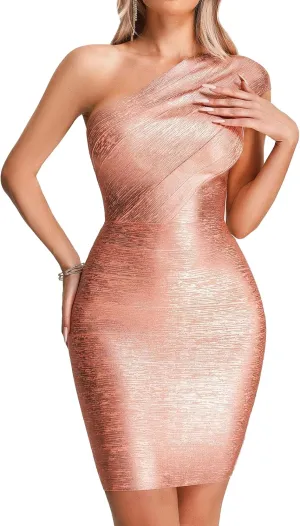 BELLA BARNETT Metallic Mini Cocktail Dress Sexy Bodycon Dress High Stretch Corset Dress for Women Night Out Dress