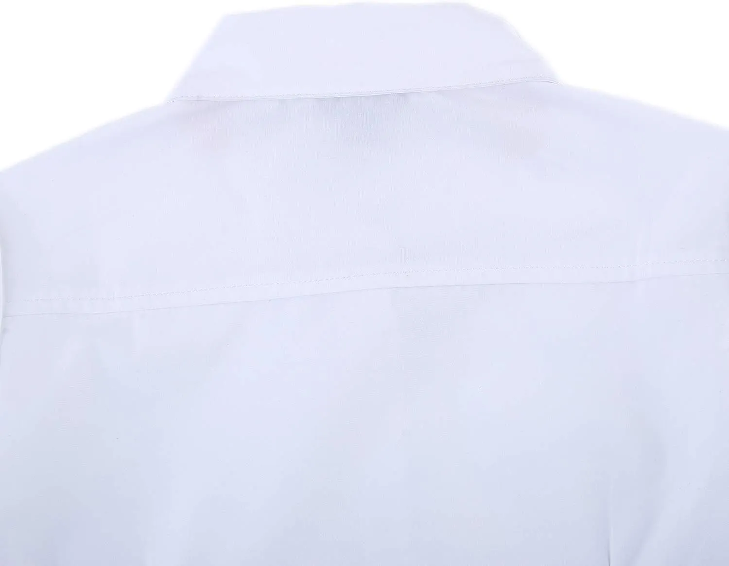 Bienzoe Girls Shirt Short Sleeve: White Button Up Kids School Uniform Cotton Oxford Collar Ruffle Dress Blouse