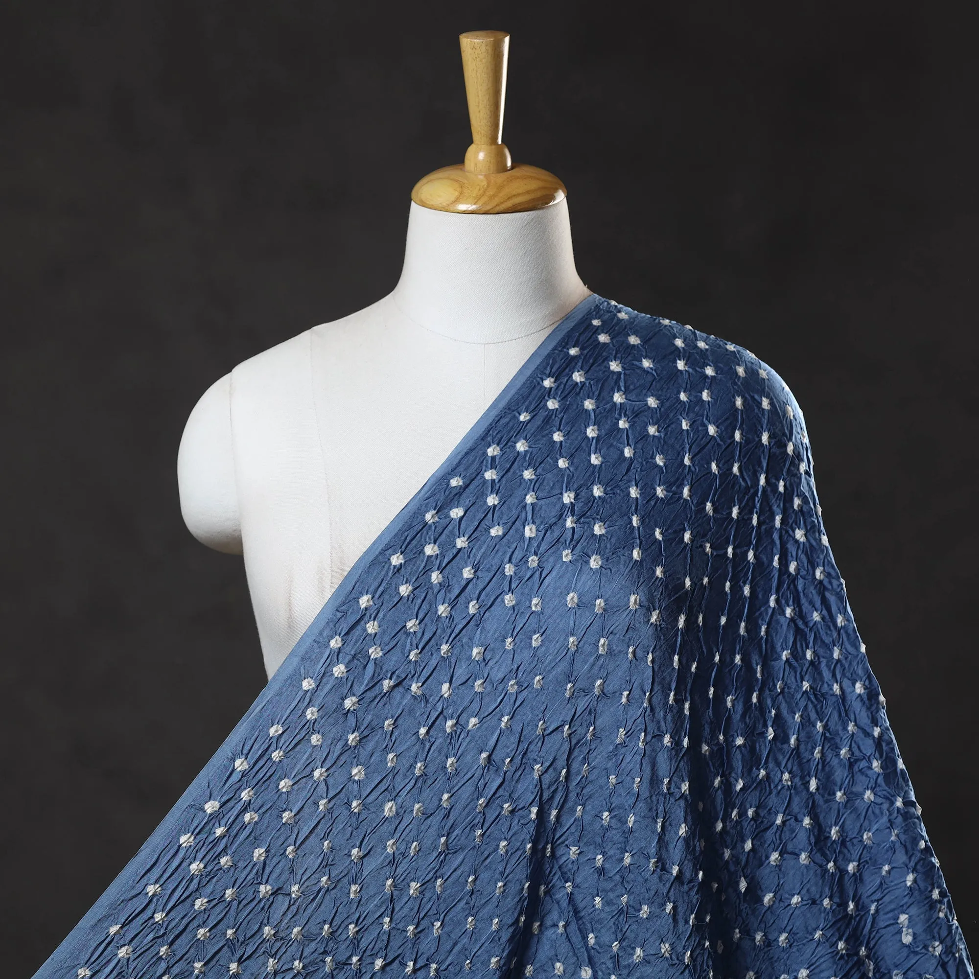 Blue - Kutch Tie-Dye Modal Silk Bandhani Fabric 03