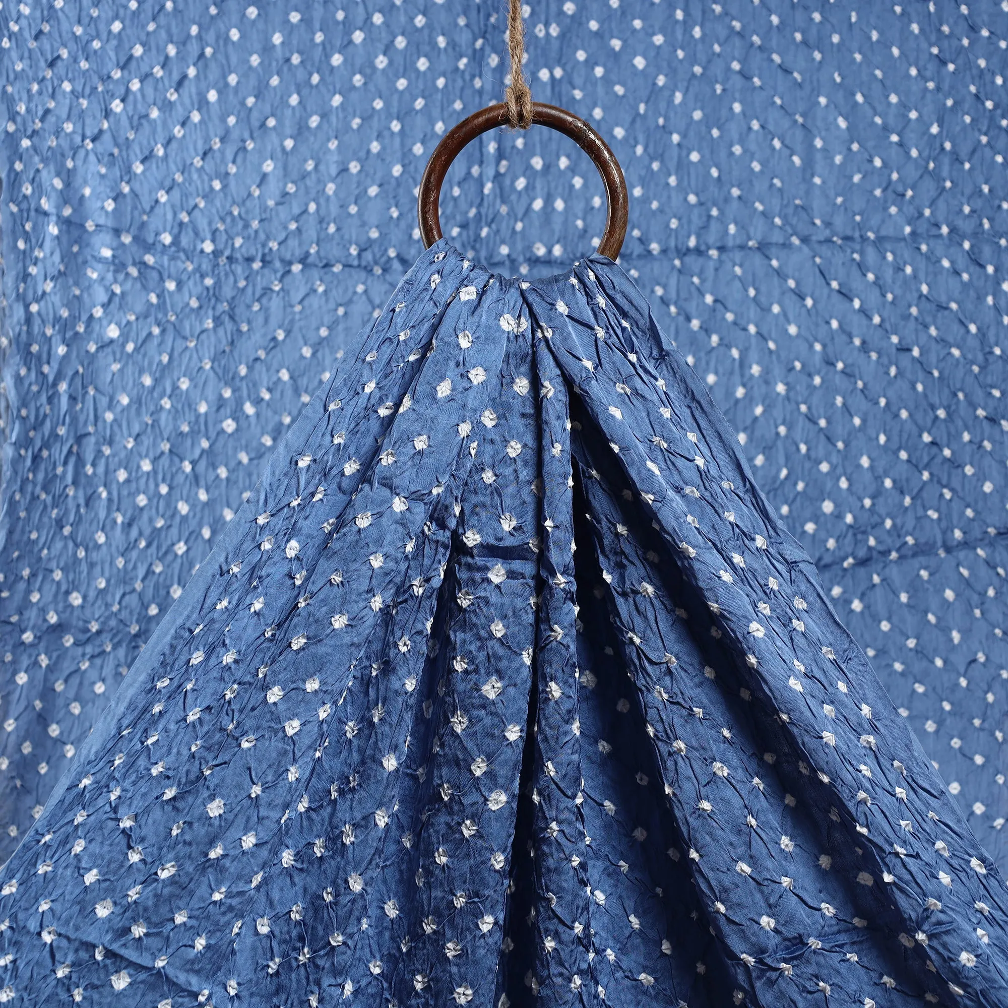 Blue - Kutch Tie-Dye Modal Silk Bandhani Fabric 03