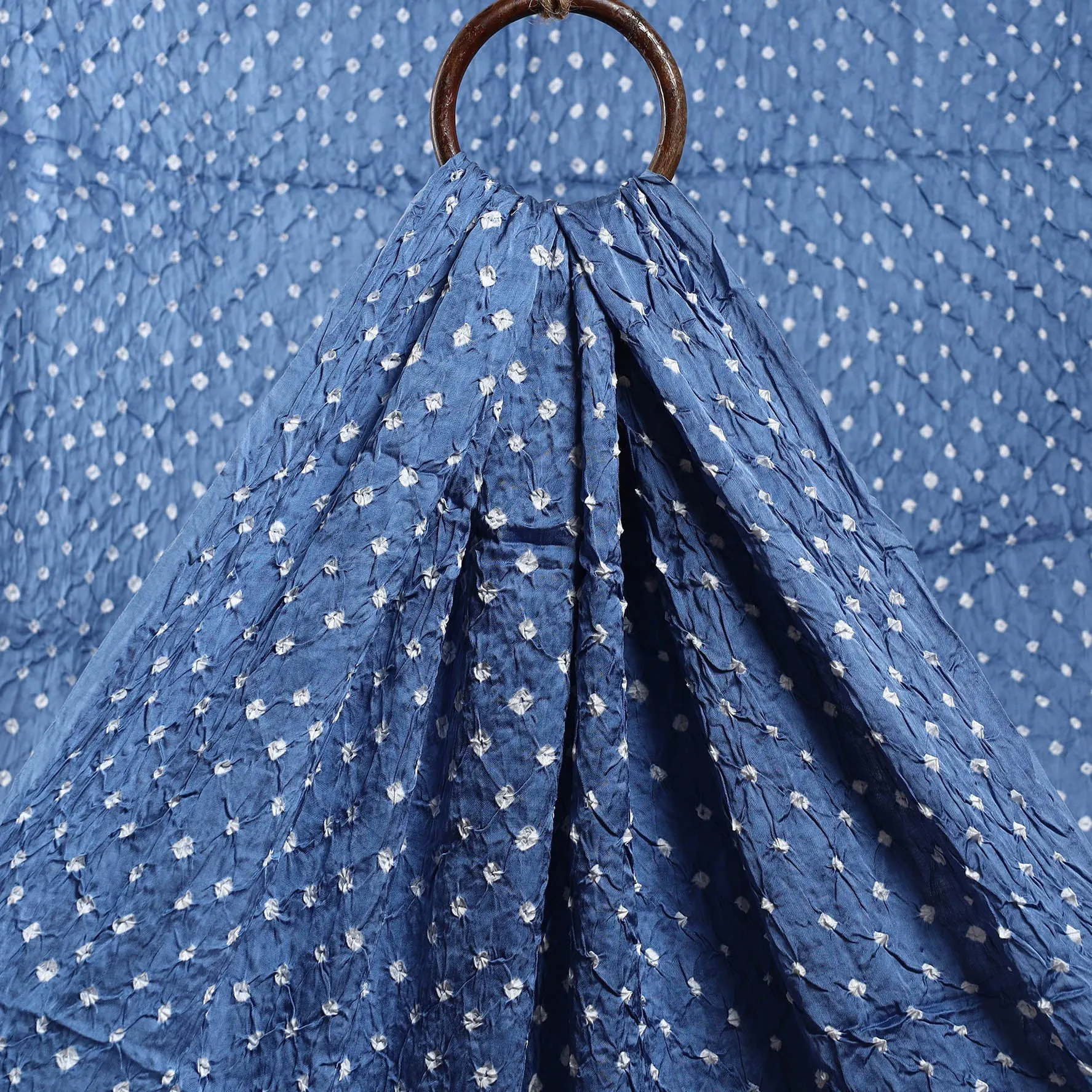 Blue - Kutch Tie-Dye Modal Silk Bandhani Fabric 03