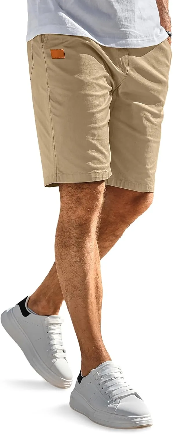 Comdecevis Mens Casual Shorts Stretch Waist Drawstring Summer Beach Twill Chino Golf Shorts