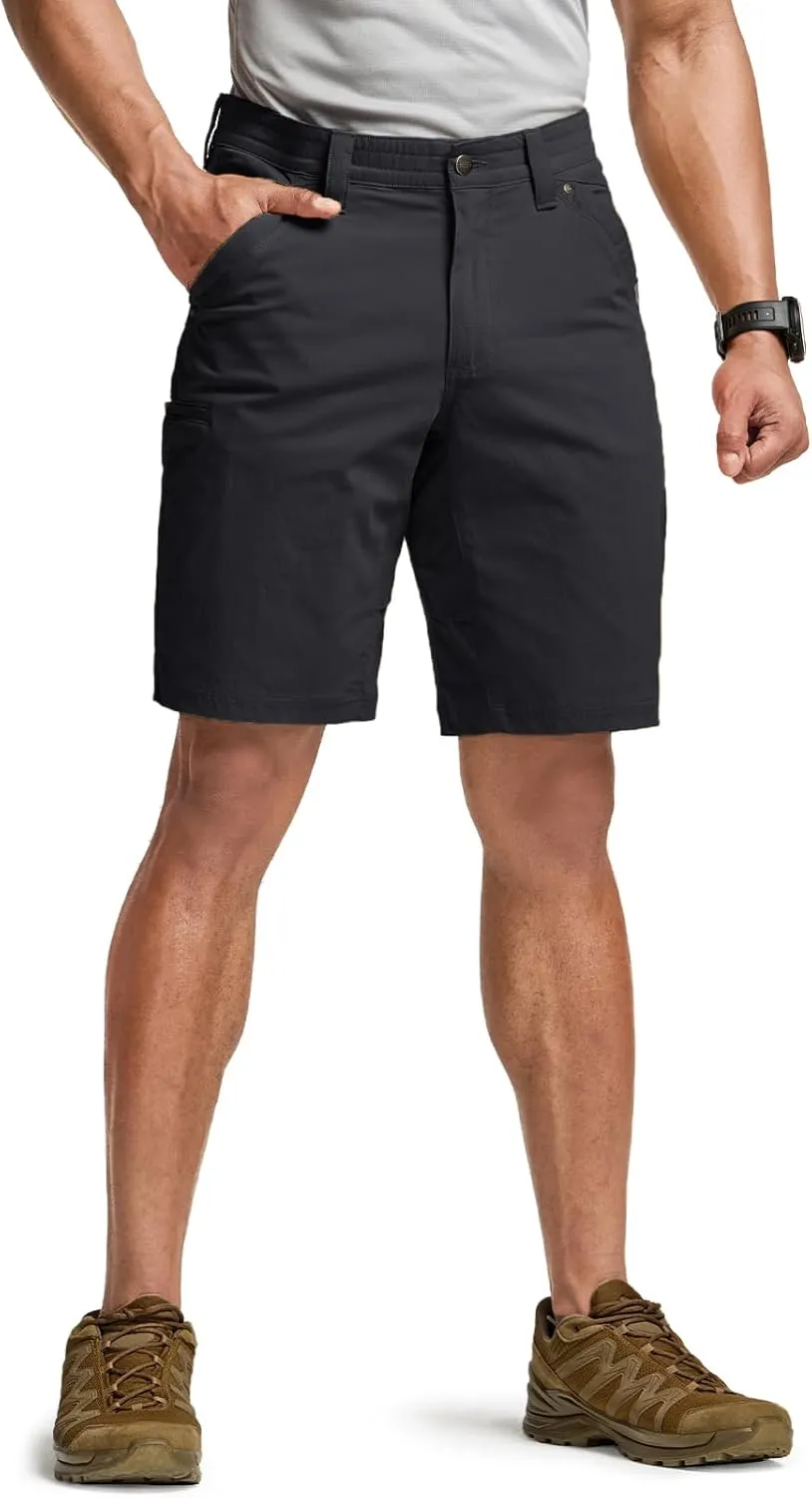 CQR Men's Stretch Utility Shorts, Lightweight Quick Dry Casual Shorts, Hiking Golf Cargo Shorts with Zipper Pockets
