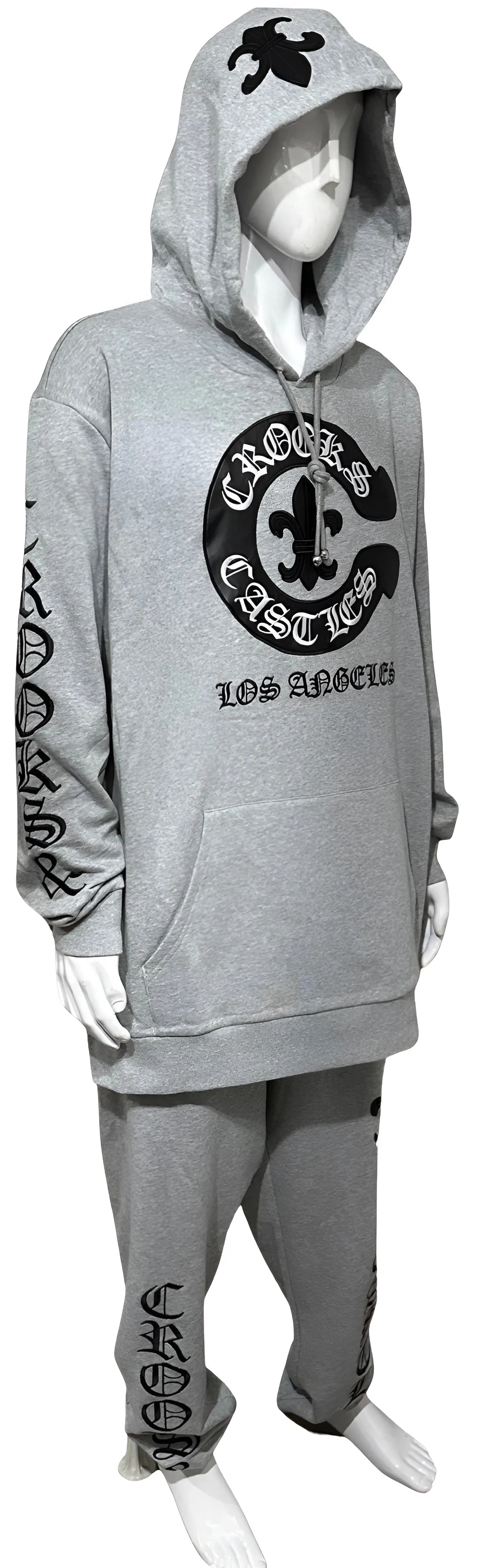 ^CROOKS & CASTLES^ (GREY) ~PU GOTHIC~ LUXURY SWEATSUIT