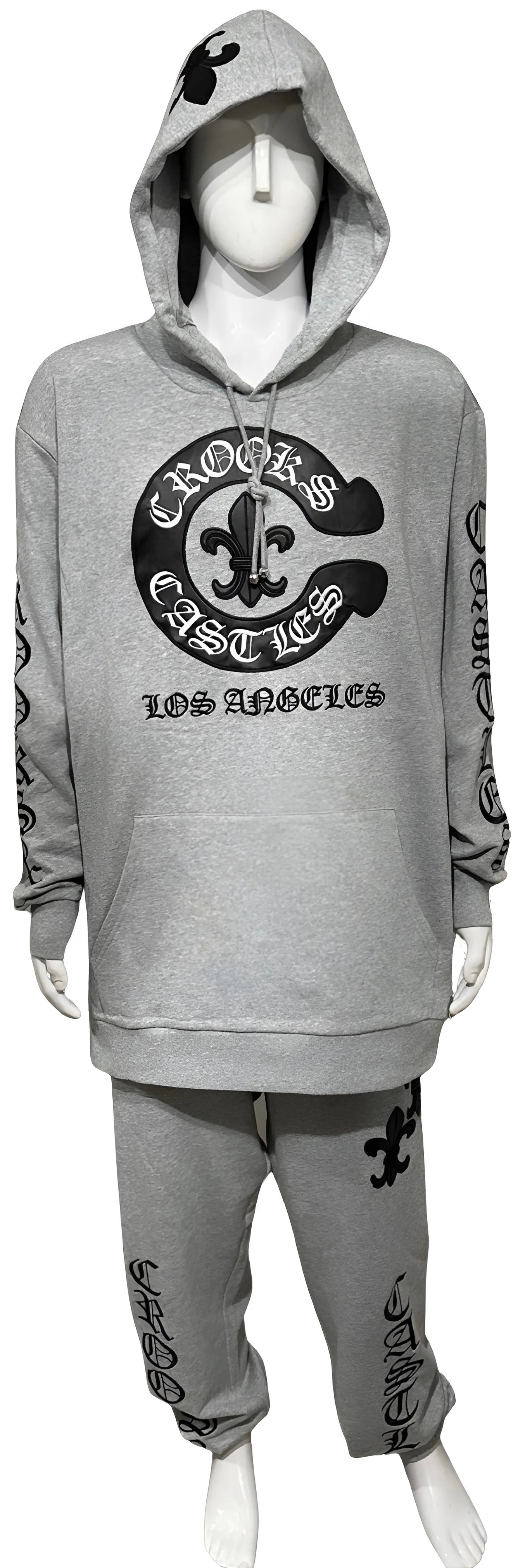 ^CROOKS & CASTLES^ (GREY) ~PU GOTHIC~ LUXURY SWEATSUIT