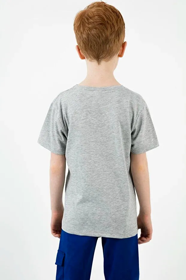 Lela Boy's Grey 100% Cotton T-Shirt