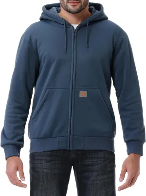 Men's Loose Fit Heavyweight Full Zip Fleece-Lined Hoodie Sweatshir