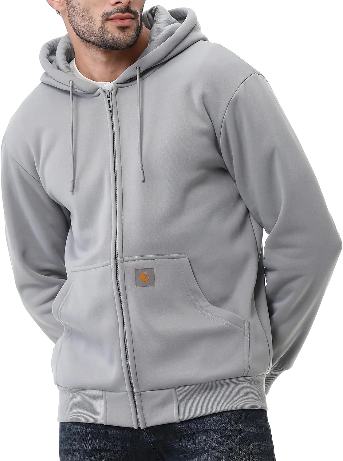 Men's Loose Fit Heavyweight Full Zip Fleece-Lined Hoodie Sweatshir