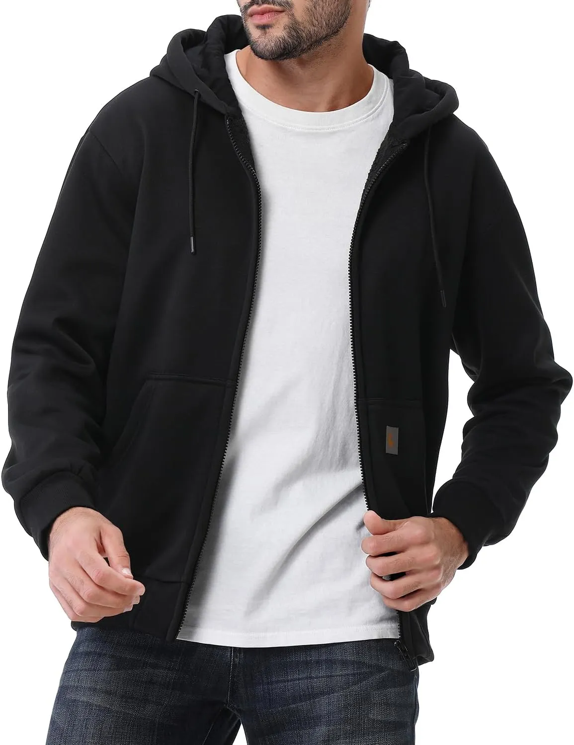 Men's Loose Fit Heavyweight Full Zip Fleece-Lined Hoodie Sweatshir