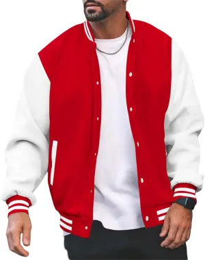 Men's Varsity Letterman Jacket College Baseball High School Bomber Jacket Lightweight Slim Fit Jackets for Men Women