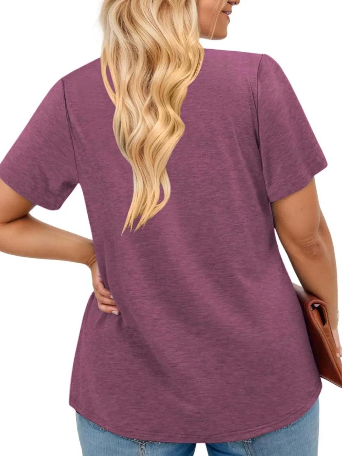 ROSRISS Womens Plus Size Tops Summer Fashion Short Sleeve Tees Casual Collared Polo Shirts Loose Fit Button Blouses XL-5XL