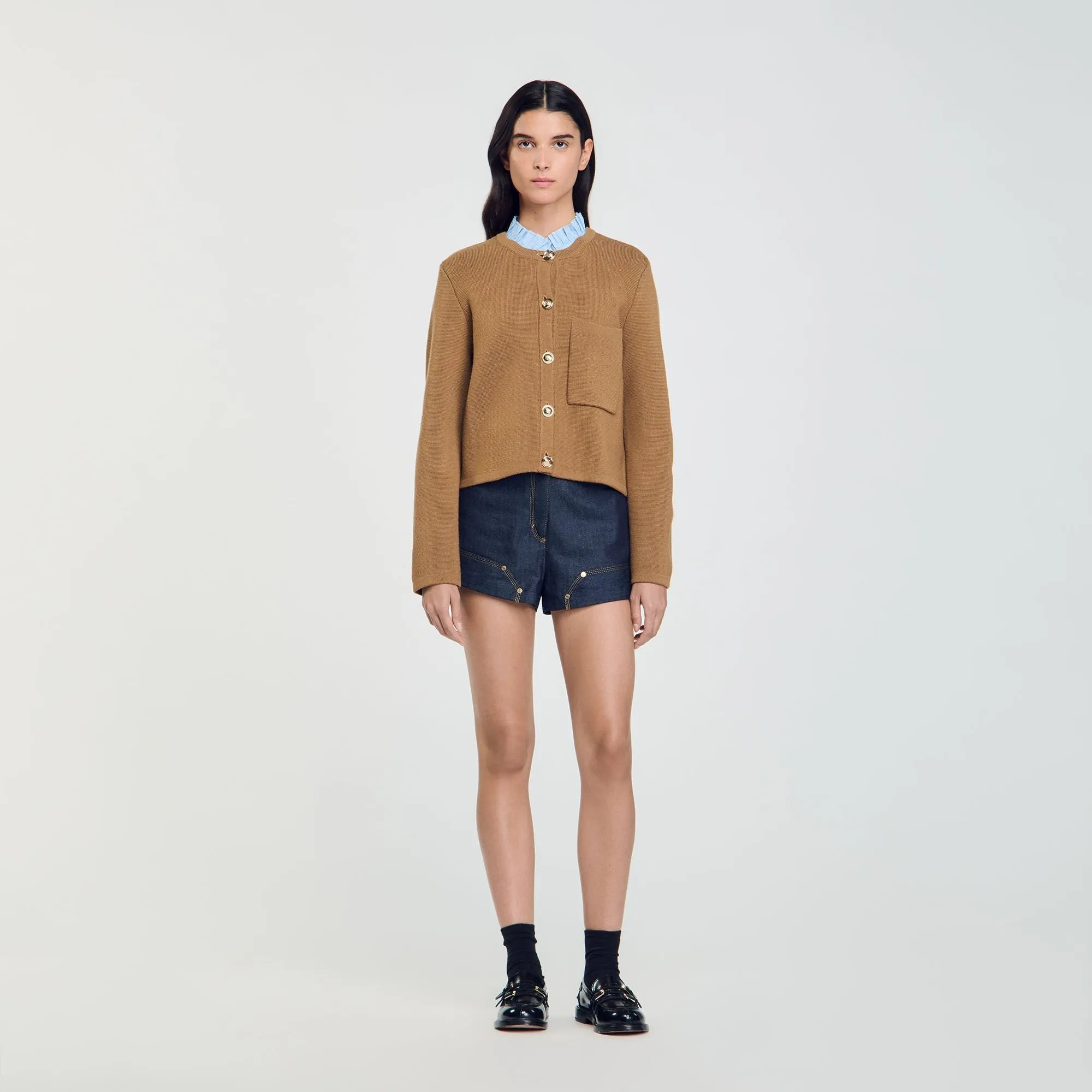 Ruffled Neck Cardigan