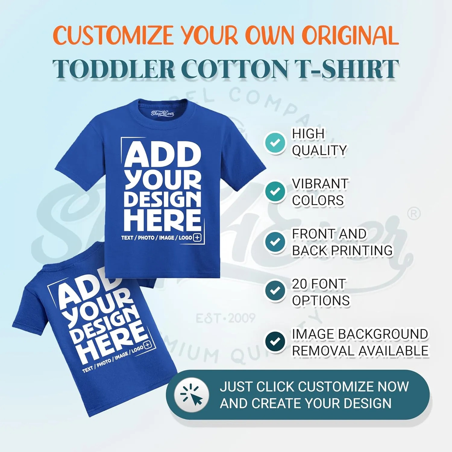 shop4ever Personalized Custom Design Your Own Toddler Cotton T-Shirt