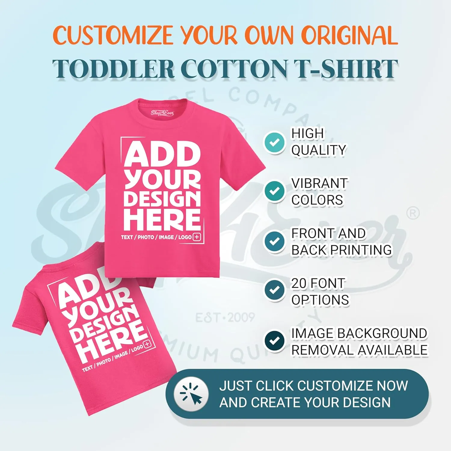 shop4ever Personalized Custom Design Your Own Toddler Cotton T-Shirt