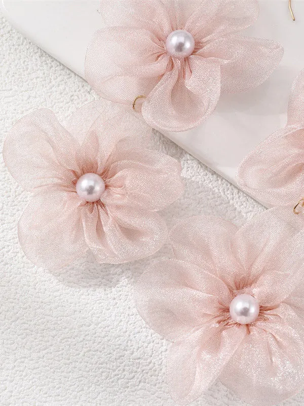 Three-Dimensional Flower Drop Earrings