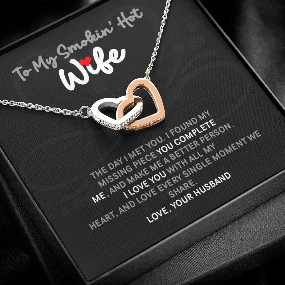 To My Smokin' Hot Wife Interlocked Hearts Necklace
