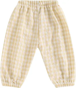 Toddler Checkered Pants Baby Girl Boy Elastic Waist Jogger Pants Kids Casual Plaid Trousers Infant Long Sweatpants