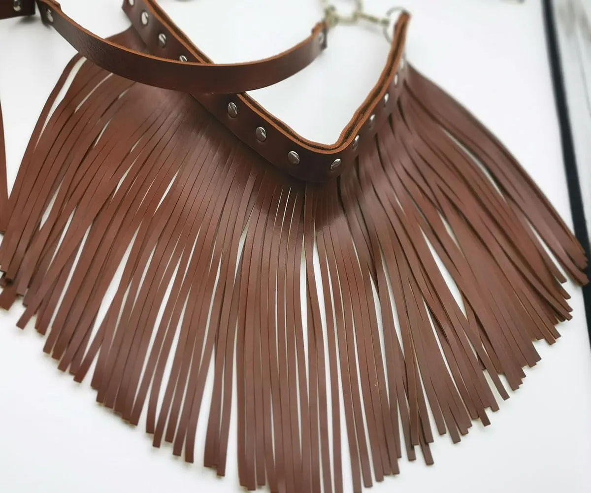 Women Body Harness Garter Punk Leather Waist Belts with Fringe Gothic Leg Tassel Belt for Dress Festival Dance Consume