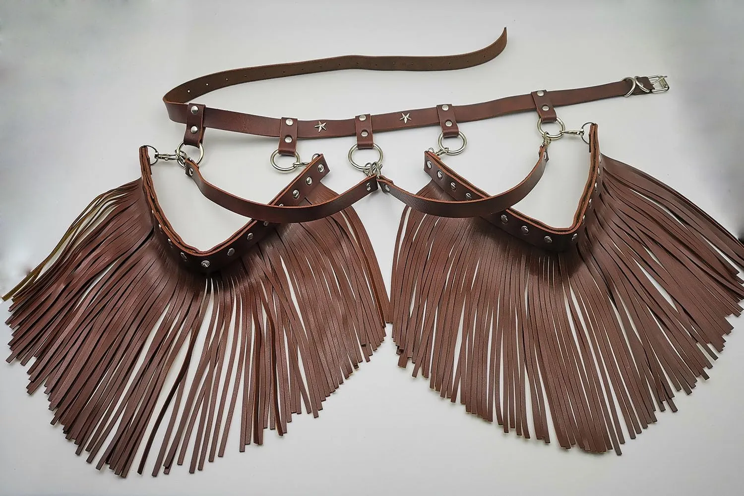 Women Body Harness Garter Punk Leather Waist Belts with Fringe Gothic Leg Tassel Belt for Dress Festival Dance Consume