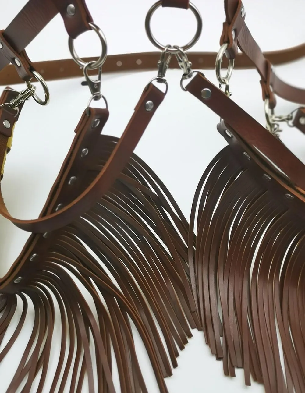 Women Body Harness Garter Punk Leather Waist Belts with Fringe Gothic Leg Tassel Belt for Dress Festival Dance Consume