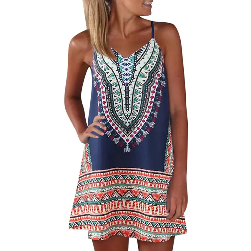 Women's A Line Short Mini Sleeveless Dress